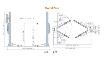 2-post tõstuk EE-62B42T (4,2T)