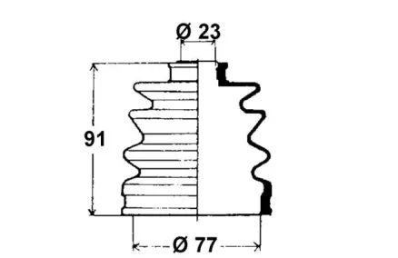 Veovõlli tolmukate 23 x 77 x 91