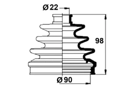 Veovõlli tolmukate 22 x 90 x 98