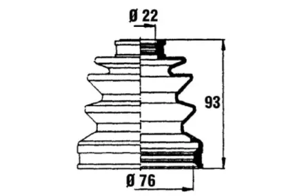 Veovõlli tolmukate 22 x 76 x 93
