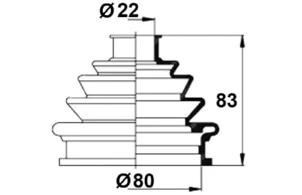 Veovõlli tolmukate 22 x 80 x 83