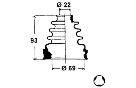 Veovõlli tolmukate 22 x 69 x 93
