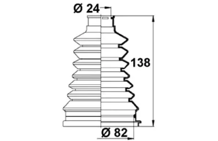 Veovõlli tolmukate 24 x 82 x 138