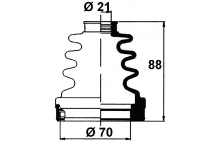 Veovõlli tolmukate 21 x 70 x 88