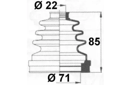 Veovõlli tolmukate 22 x 71 x 85