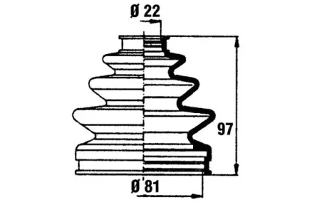 Veovõlli tolmukate 22 x 81 x 97