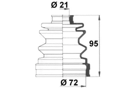 Veovõlli tolmukate 21 x 72 x 95
