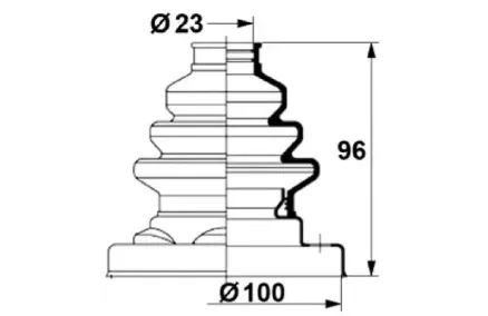 Veovõlli tolmukate 23 x 100 x 96