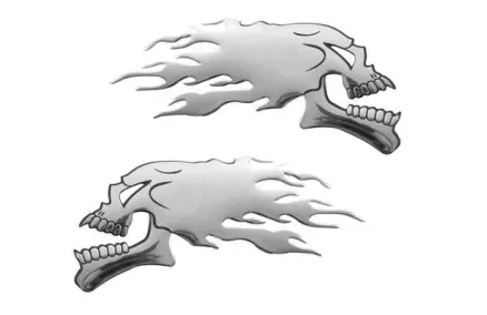 KROOMITUD DEKORATIIVKLEEBIS "SKULL-FLAME"