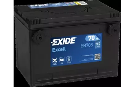 EXIDE 70AH 740A 260X180X186 EXCELL +/-