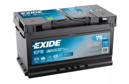 EXIDE 75AH 730A 315X175X175 EFB Start/Stop -/+