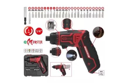 eMONSTER 1/4" akukruvikeeraja + otsikud